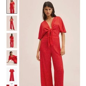 SOLD OUT ITEM!! Mango Women’s Sausa Knot Detail Jumpsuit Red Size XS